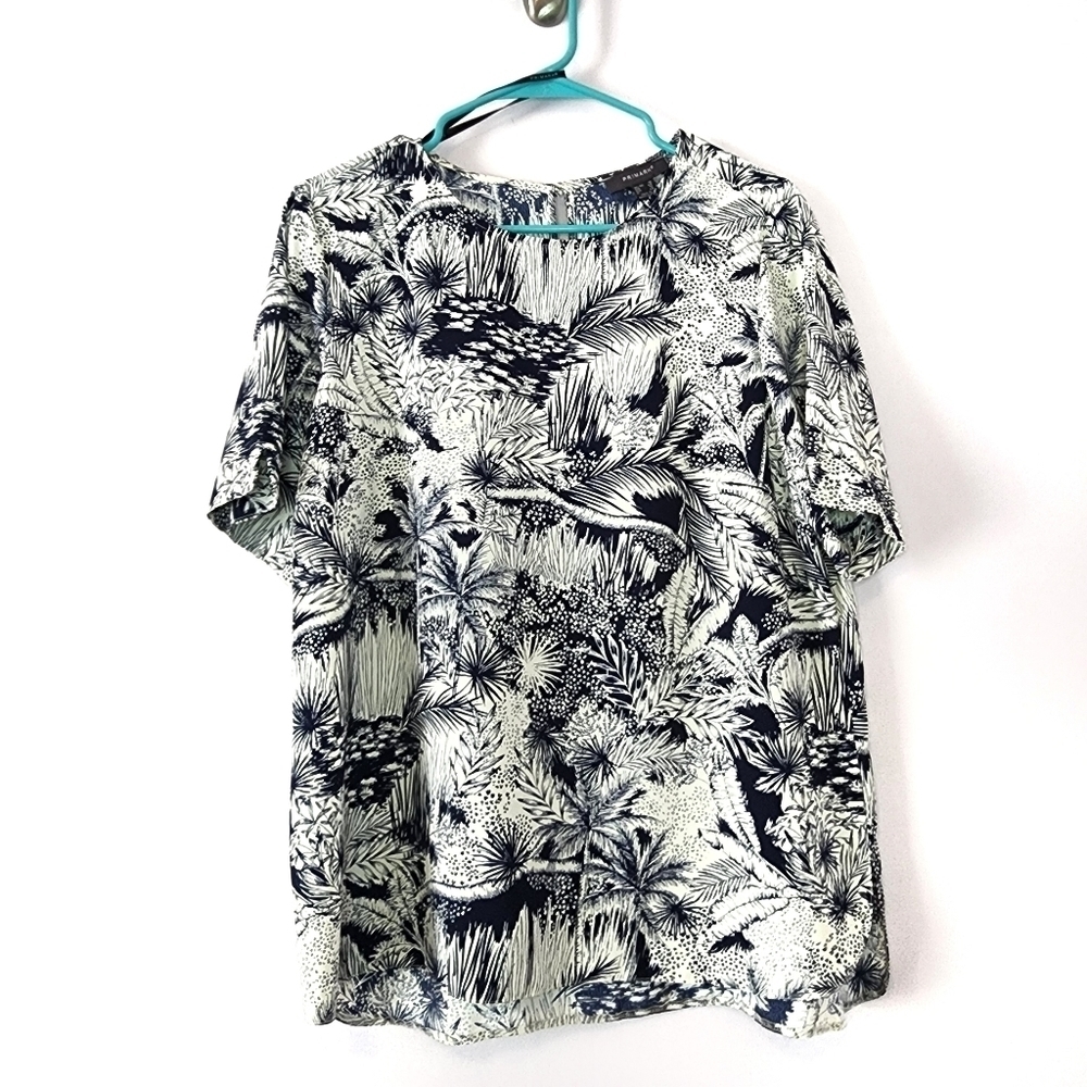 Primark 12 Palm Trees Blue White NWOT